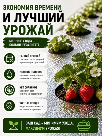 Укрывной материал Грядка в порядке двойное тепло для теплицы с УФ стабилизатором черный фольгированный 90 г/м2, 1,6 х 5 м Благодатное Земледелие